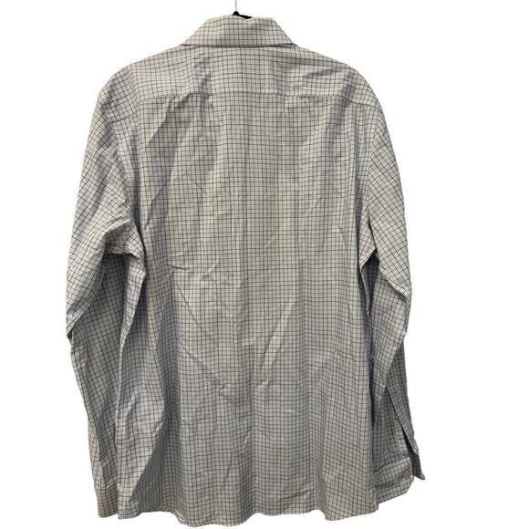Banana Republic Men's Button Down Grant Shirt Medium White and Blue Windowpane - Picture 2 of 7